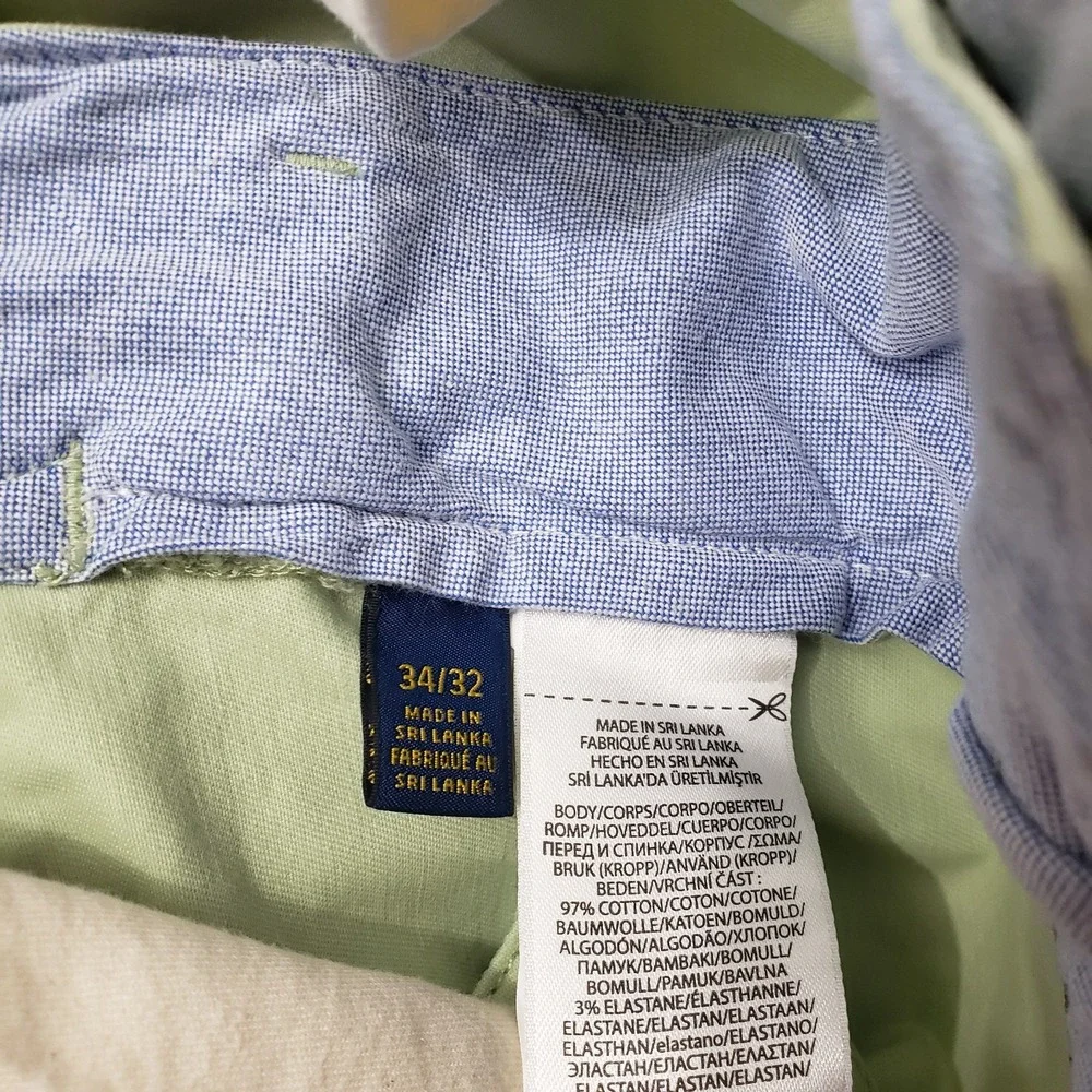 Polo Ralph Lauren Pants Mens 43x32 Green Stretch Straight Fit Pockets Chino